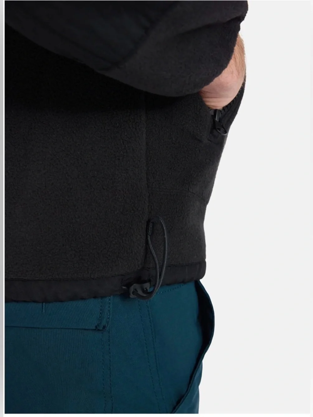 Ozark Trail Men’s Mixed Media Fleece Jacket Black Full Zip Mock Neck NWT XL - Picture 4 of 6